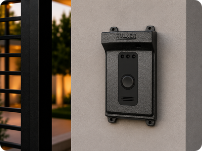 Protetor compatível para Interfone e Vídeo Intelbras IVR 1010 IVR 1070 HS, fabricado pela Bulher em alumínio automotivo super resistente, ideal para proteção contra impactos e vandalismo em sistemas de segurança.