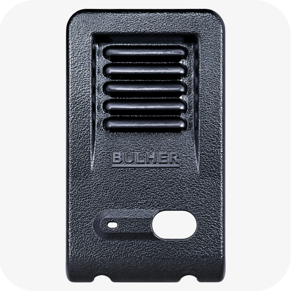 Protetor compatível para interfone HDL F-8 Plus, fabricado pela Bulher em alumínio automotivo super resistente, ideal para proteção contra impactos e vandalismo em sistemas de segurança.
