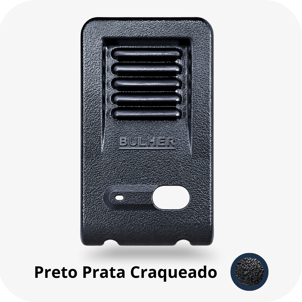 Protetor compatível para interfone HDL F-8 Plus, fabricado pela Bulher em alumínio automotivo super resistente, ideal para proteção contra impactos e vandalismo em sistemas de segurança.