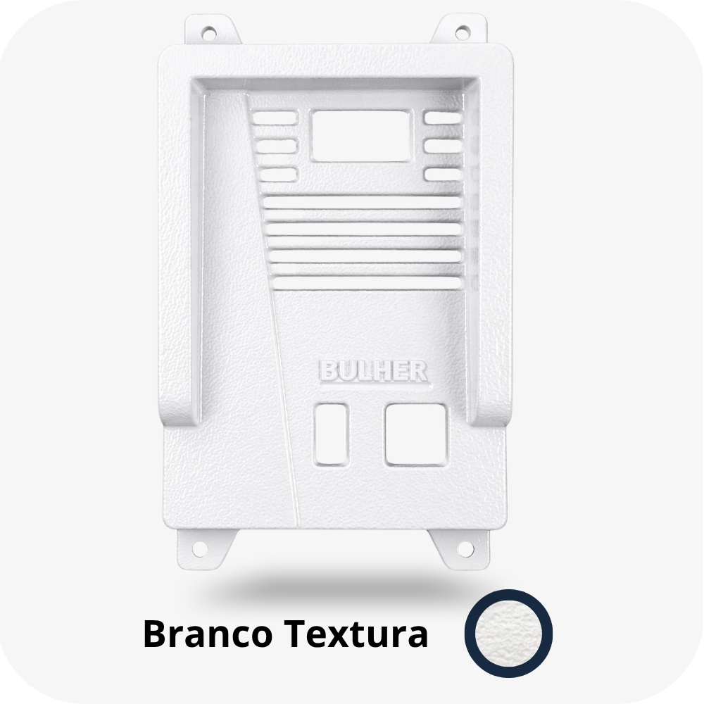 Protetor compatível para Vídeo Porteiro HDL Advance, fabricado pela Bulher em alumínio automotivo super resistente, ideal para proteção contra impactos e vandalismo em sistemas de segurança.