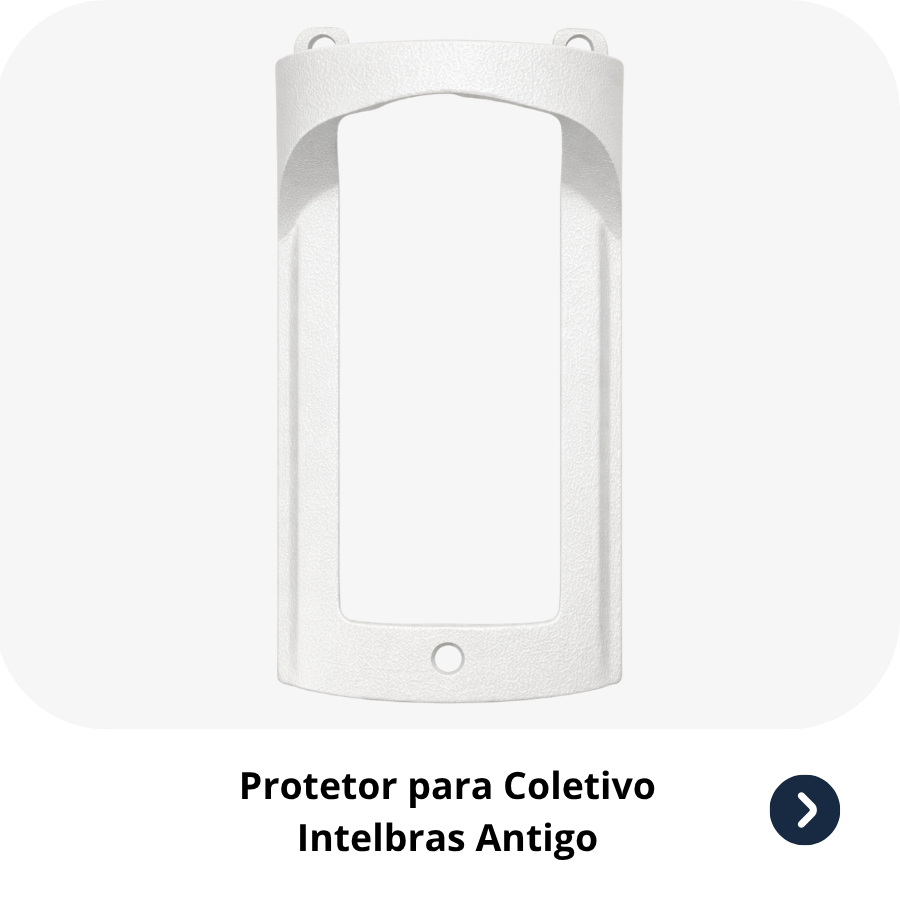 Protetor compatível para Interfone Intelbras Coletivo, fabricado pela Bulher em alumínio automotivo super resistente, ideal para proteção contra impactos e vandalismo em sistemas de segurança.