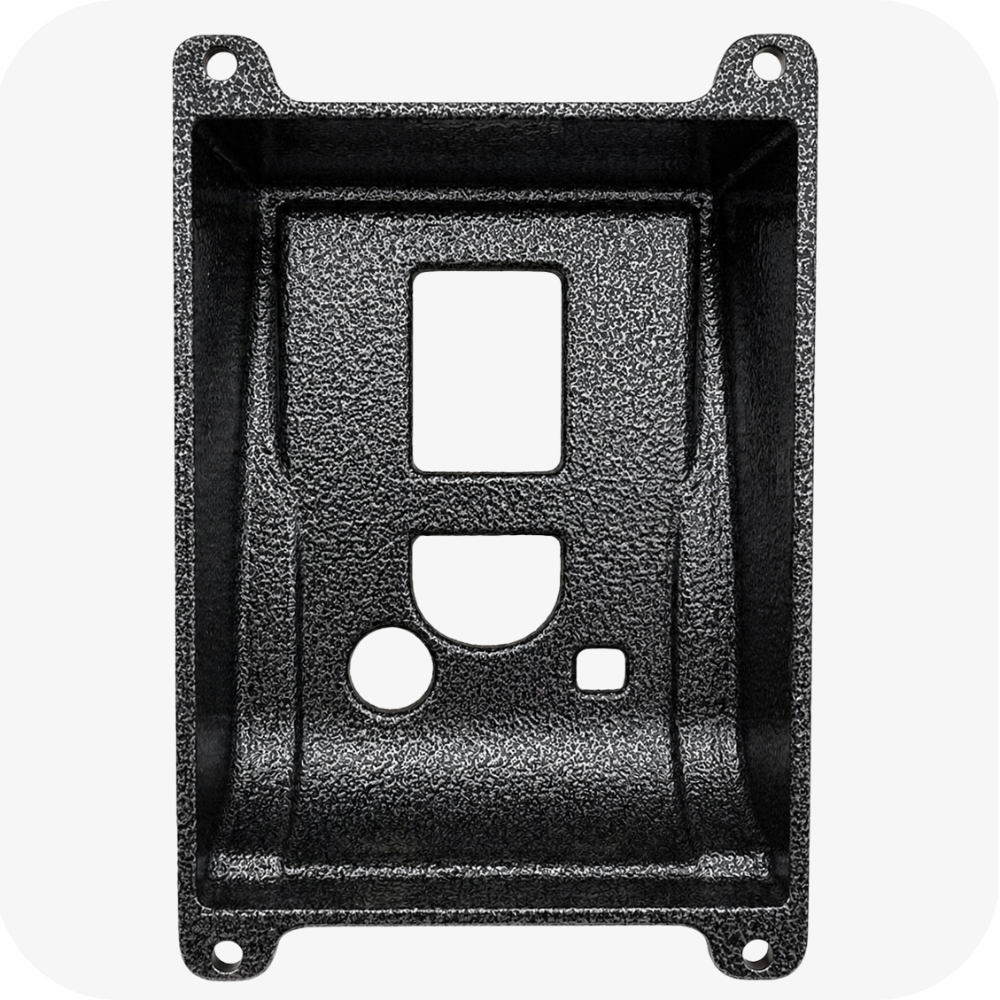 Protetor compatível para Vídeo Porteiro HDL Sense F-9  F-12, fabricado pela Bulher em alumínio automotivo super resistente, ideal para proteção contra impactos e vandalismo em sistemas de segurança.
