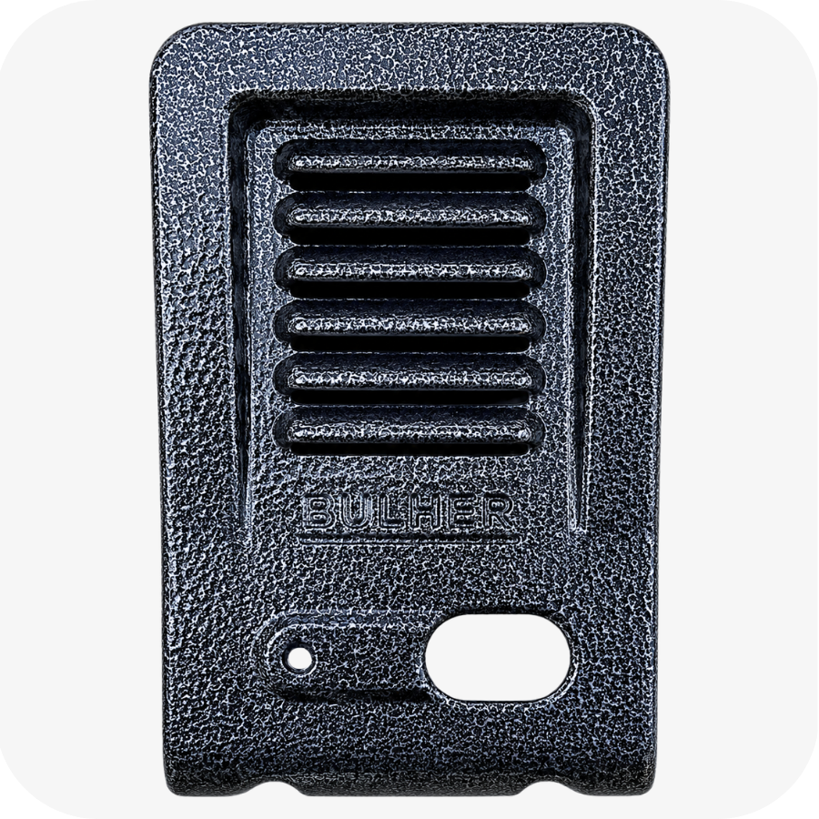 Protetor compatível para interfone HDL F-8 Plus, fabricado pela Bulher em alumínio automotivo super resistente, ideal para proteção contra impactos e vandalismo em sistemas de segurança.
