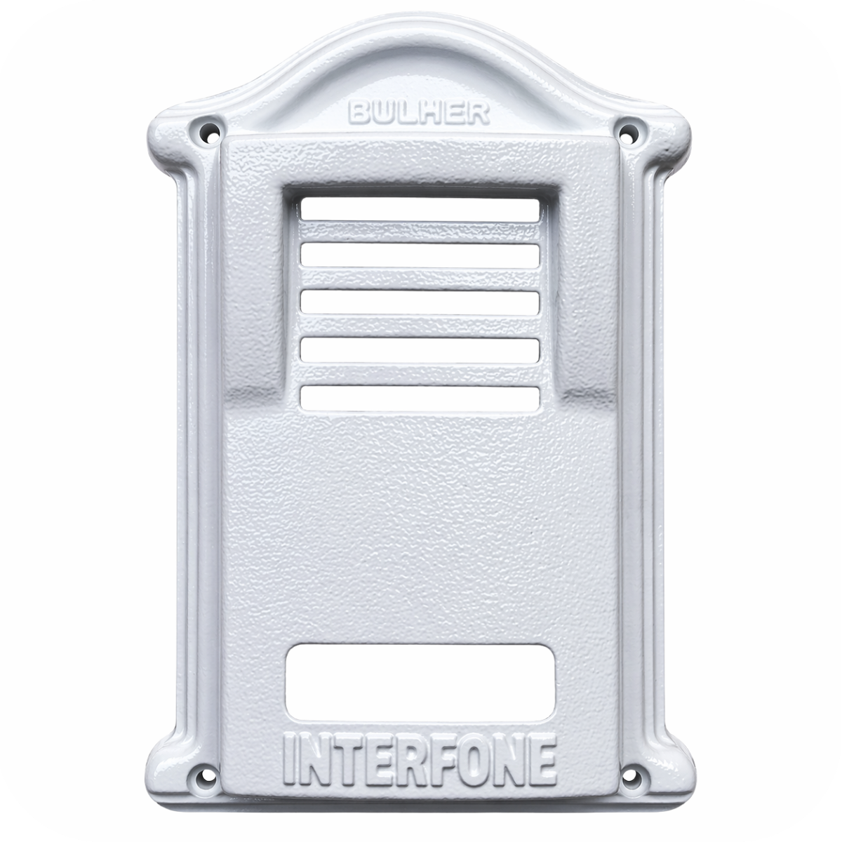 Protetor compatível para interfone HDL F-8-Ntl, fabricado pela Bulher em alumínio automotivo super resistente, ideal para proteção contra impactos e vandalismo em sistemas de segurança.