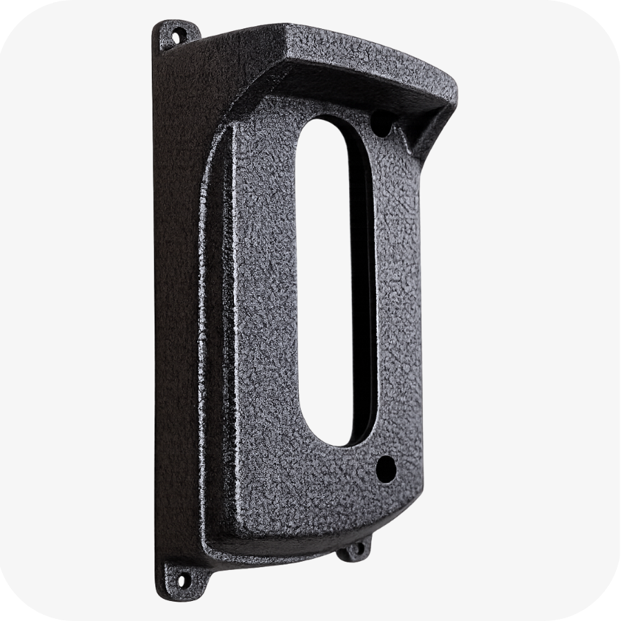Protetor compatível para interfone e vídeo Intelbras IV 4010, IV 7010 HS e 7000 ME, fabricado pela Bulher em alumínio automotivo super resistente, ideal para proteção contra impactos e vandalismo em sistemas de segurança.