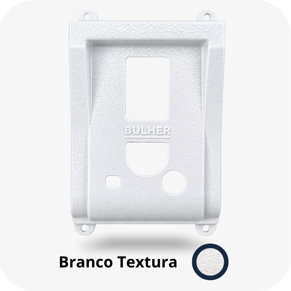 Protetor compatível para Vídeo Porteiro HDL Sense F-9  F-12, fabricado pela Bulher em alumínio automotivo super resistente, ideal para proteção contra impactos e vandalismo em sistemas de segurança.