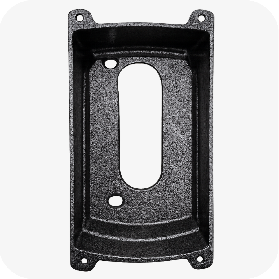 Protetor compatível para interfone e vídeo Intelbras IV 4010, IV 7010 HS e 7000 ME, fabricado pela Bulher em alumínio automotivo super resistente, ideal para proteção contra impactos e vandalismo em sistemas de segurança.