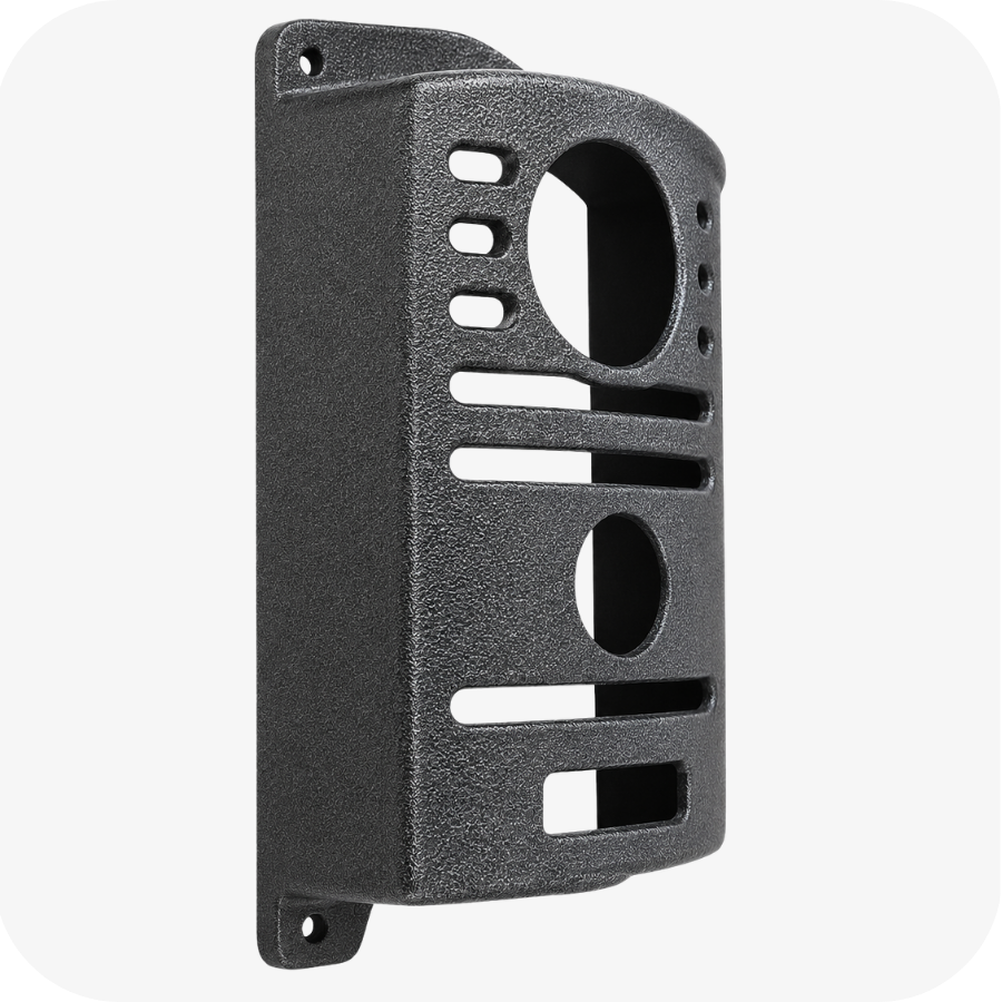 Protetor compatível para Interfone Intelbras Antigo, fabricado pela Bulher em alumínio automotivo super resistente, ideal para proteção contra impactos e vandalismo em sistemas de segurança.