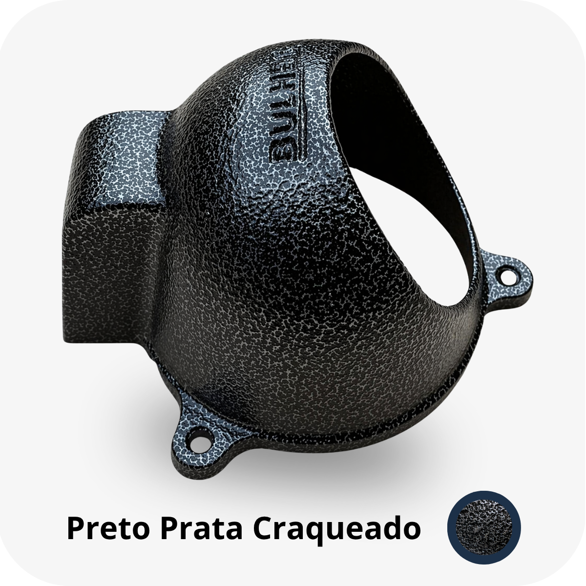 Protetor para câmera dome C Bulher, fabricado em alumínio automotivo resistente, ideal para proteção contra impactos e vandalismo em sistemas de segurança.