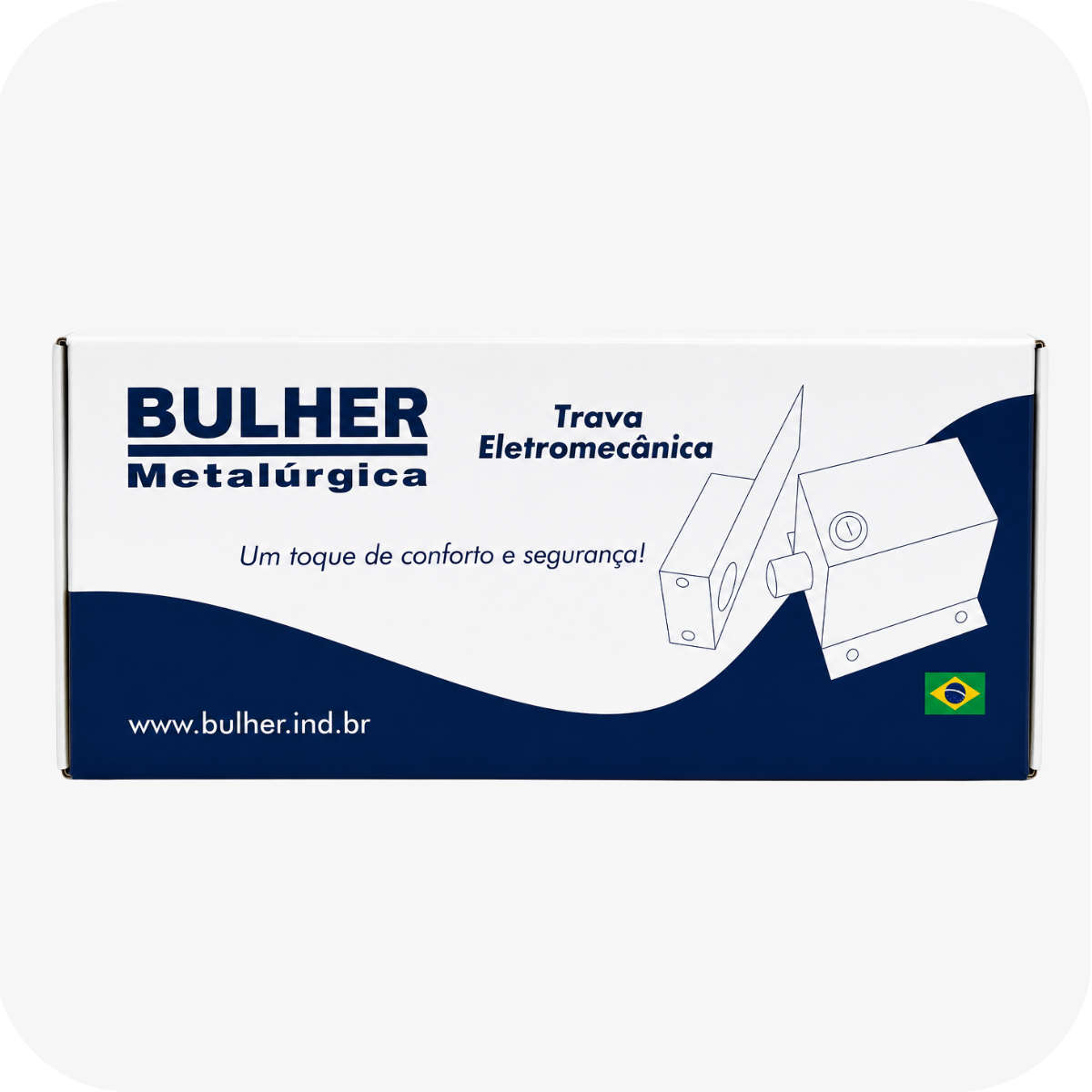 Trava eletromagnética Bulher para portões residenciais e comerciais. Alta resistência, acabamento premium e segurança reforçada para automatizadores de portão. Compatível com todos os modelos de portão.