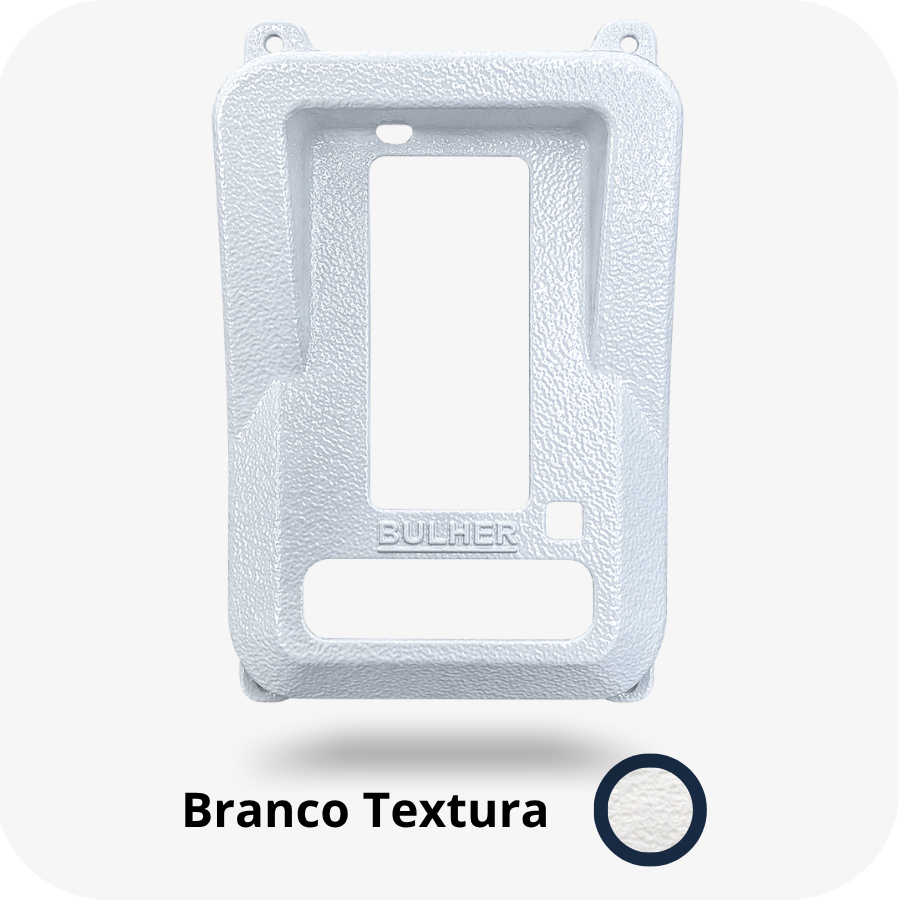 Protetor compatível Vídeo Porteiro Intelbras WT7, fabricado pela Bulher em alumínio automotivo super resistente, ideal para proteção contra impactos e vandalismo em sistemas de segurança.
