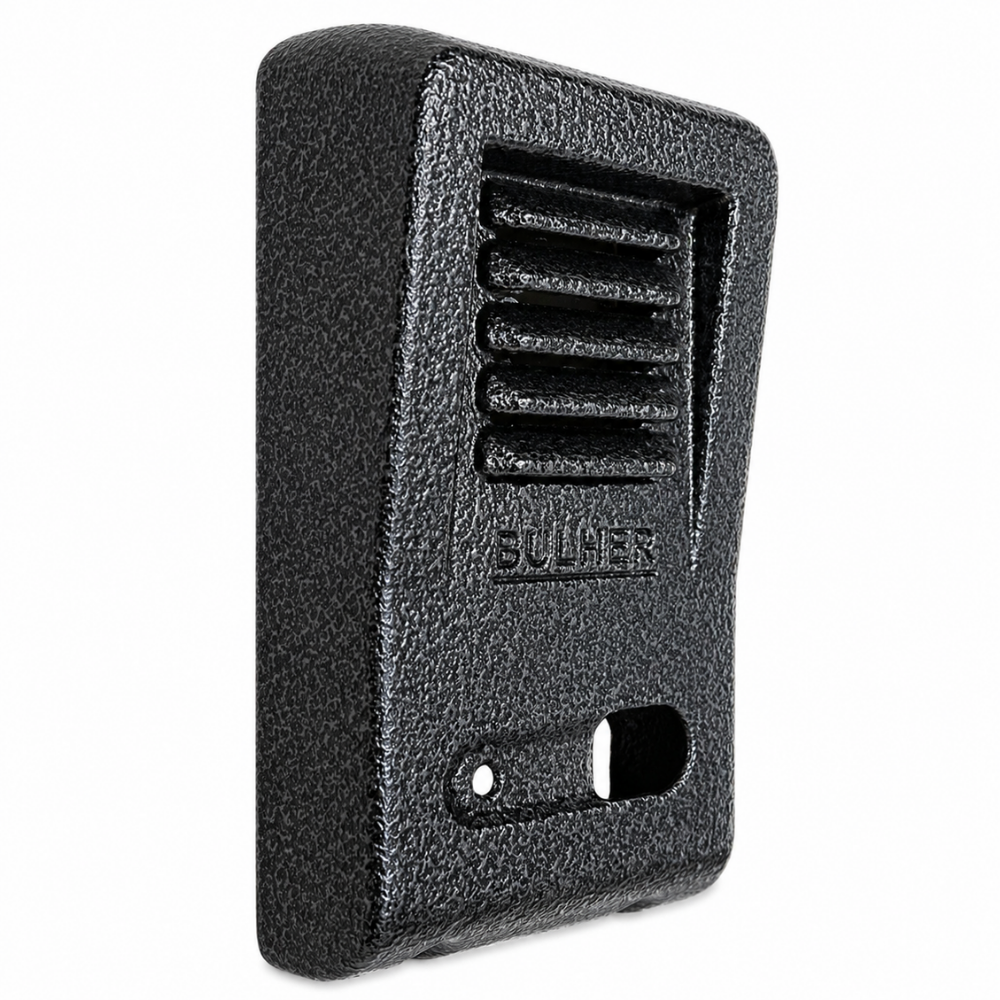 Protetor compatível para interfone HDL F-8 Plus, fabricado pela Bulher em alumínio automotivo super resistente, ideal para proteção contra impactos e vandalismo em sistemas de segurança.