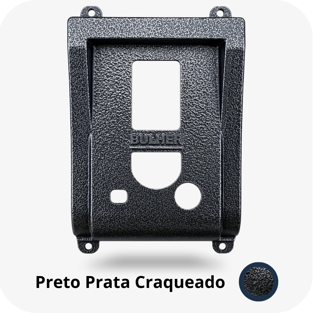 Protetor compatível para Vídeo Porteiro HDL Sense F-9  F-12, fabricado pela Bulher em alumínio automotivo super resistente, ideal para proteção contra impactos e vandalismo em sistemas de segurança.