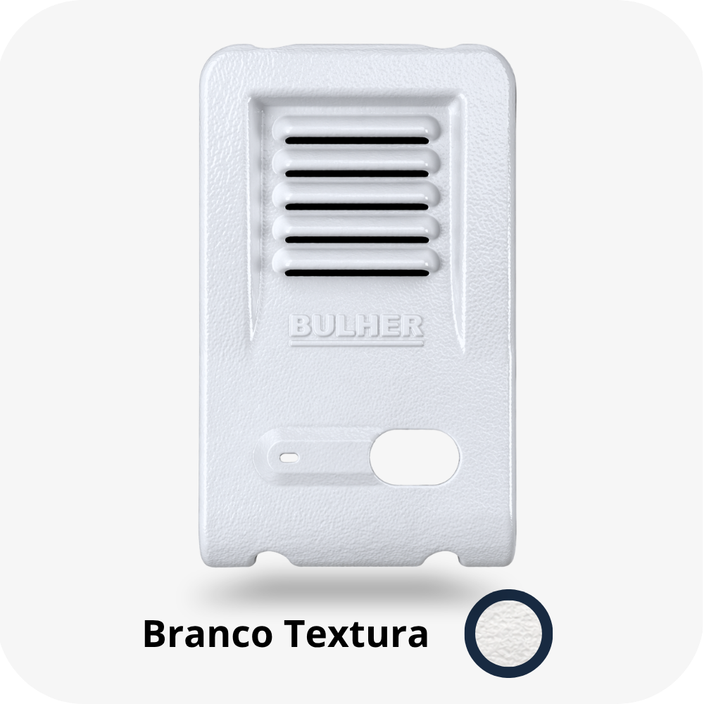 Protetor compatível para interfone HDL F-8 Plus, fabricado pela Bulher em alumínio automotivo super resistente, ideal para proteção contra impactos e vandalismo em sistemas de segurança.