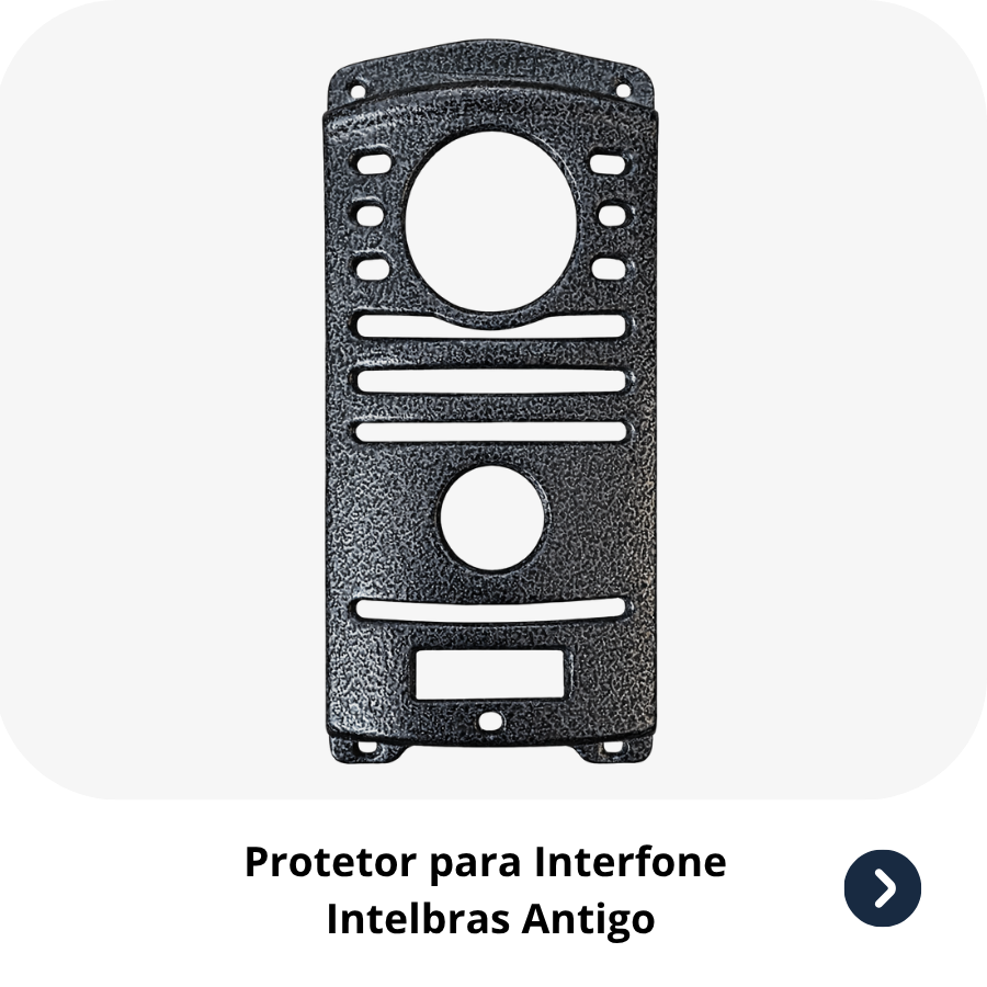 Protetor compatível para Interfone Intelbras Antigo, fabricado pela Bulher em alumínio automotivo super resistente, ideal para proteção contra impactos e vandalismo em sistemas de segurança.