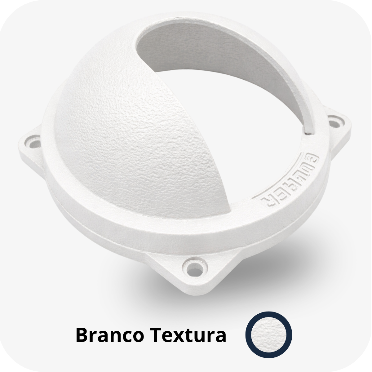Protetor para câmera mini dome 4 polegadas Bulher, fabricado em alumínio automotivo resistente, ideal para proteção contra impactos e vandalismo em sistemas de segurança.
