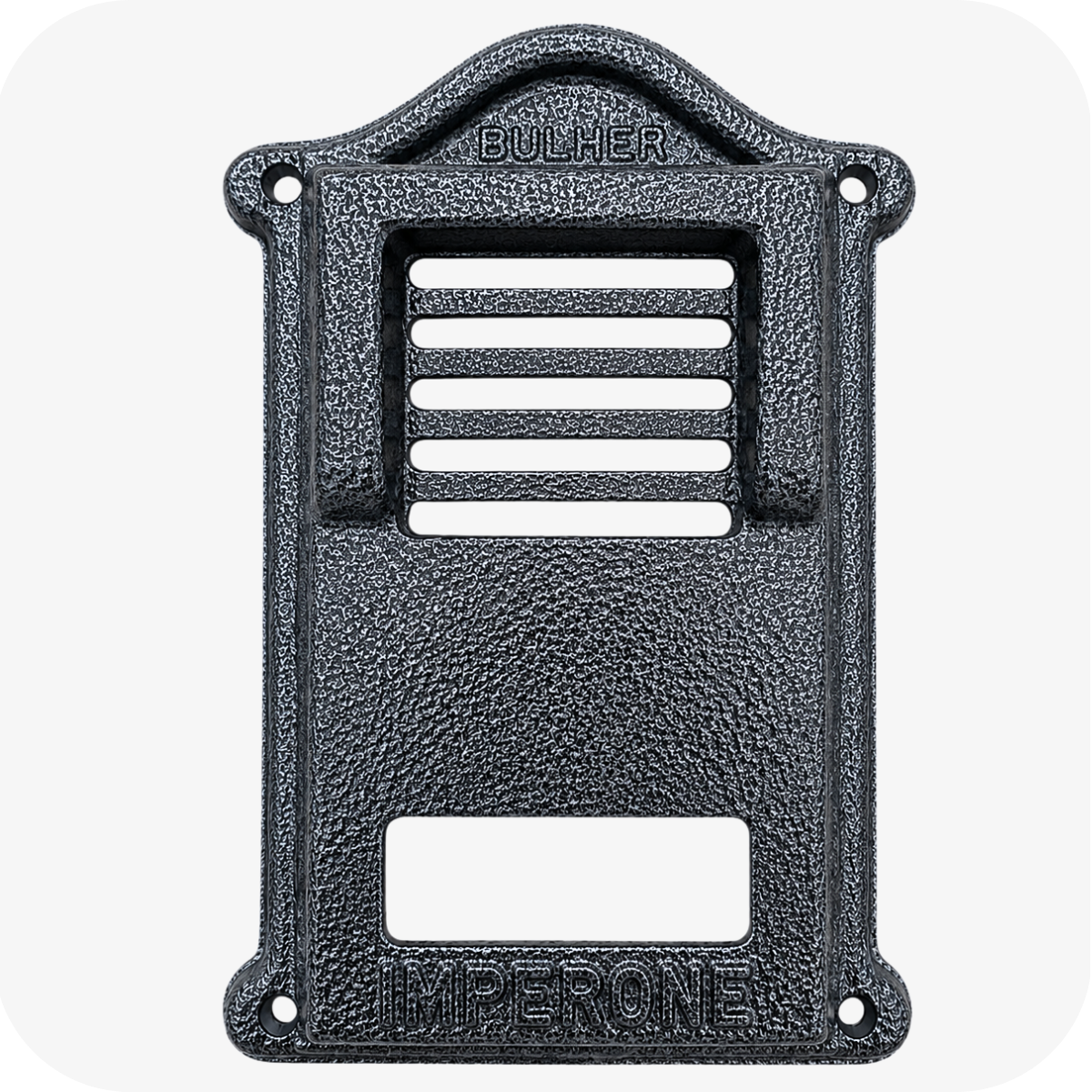 Protetor compatível para interfone HDL F-8-Ntl, fabricado pela Bulher em alumínio automotivo super resistente, ideal para proteção contra impactos e vandalismo em sistemas de segurança.