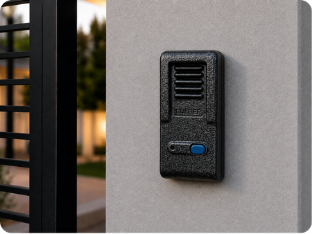 Protetor compatível para interfone HDL F-8 Plus, fabricado pela Bulher em alumínio automotivo super resistente, ideal para proteção contra impactos e vandalismo em sistemas de segurança.
